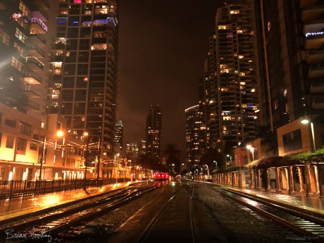 San Diego - train tracks at night
